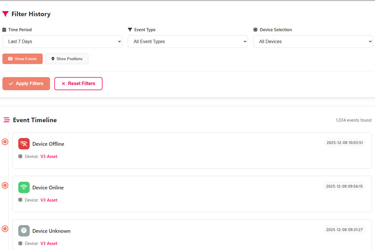 Event and Position History